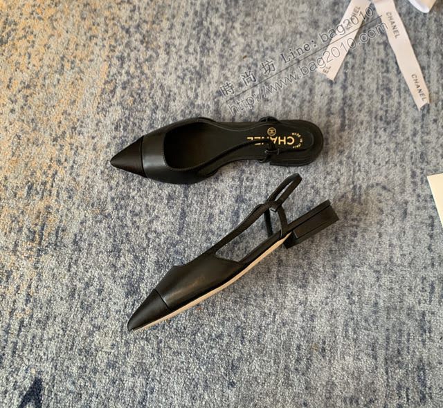 Chanel女鞋 香奈兒2020Cruise新款 小香單鞋 Chanel羊皮後空涼鞋  naq1124